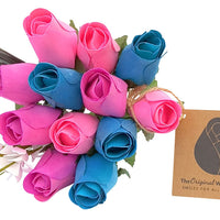3 Color Spring Wooden Rose Flower Bouquet - The Original Wooden Rose
