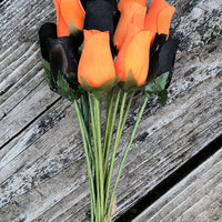 Halloween Black and Orange Wooden Rose Flower Bouquet - The Original Wooden Rose