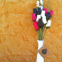 Red, Black and White Wooden Rose Flower Bouquet - The Original Wooden Rose