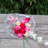 Valentines Day Red, Pink and White Wooden Rose Flower Bouquet - The Original Wooden Rose