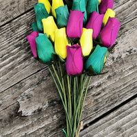 Mardi Gras Wooden Rose Flower Bouquet - The Original Wooden Rose