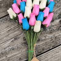 Gender Reveal Wooden Rose Flower Bouquet - The Original Wooden Rose
