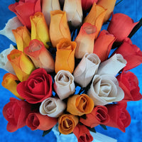 Deluxe Orange Cream Sicle Themed Wooden Rose Flower Bouquet - The Original Wooden Rose
