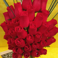 All Red Wooden Rose Flower Bouquet - The Original Wooden Rose