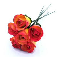 Yellow/Red Half Open Roses 6-Pack - The Original Wooden Rose