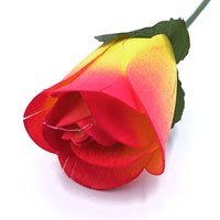 Yellow/Red Half Open Roses 6-Pack - The Original Wooden Rose