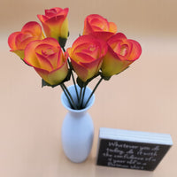 Yellow/Red Half Open Roses 6-Pack - The Original Wooden Rose