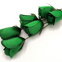 Dark Green Half Open Roses 6-Pack - The Original Wooden Rose