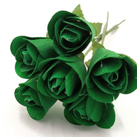 Dark Green Half Open Roses 6-Pack - The Original Wooden Rose