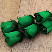 Dark Green Half Open Roses 6-Pack - The Original Wooden Rose