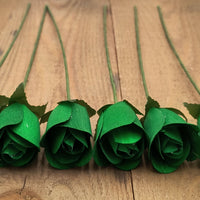 Dark Green Half Open Roses 6-Pack - The Original Wooden Rose