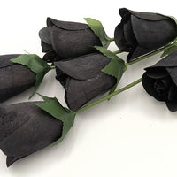 Black Half Open Roses 6-Pack - The Original Wooden Rose
