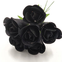 Black Half Open Roses 6-Pack - The Original Wooden Rose