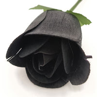 Black Half Open Roses 6-Pack - The Original Wooden Rose