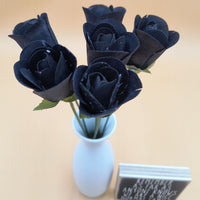 Black Half Open Roses 6-Pack - The Original Wooden Rose