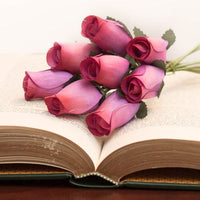 Lavender/Red Closed Bud Roses 8-Pack - The Original Wooden Rose