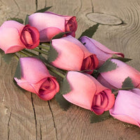 Lavender/Red Closed Bud Roses 8-Pack - The Original Wooden Rose
