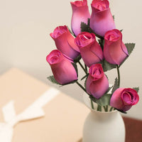 Lavender/Red Closed Bud Roses 8-Pack - The Original Wooden Rose