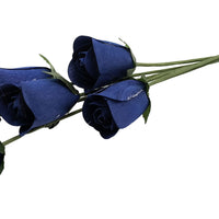 Navy Blue Half Open Roses 6-Pack - The Original Wooden Rose
