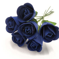 Navy Blue Half Open Roses 6-Pack - The Original Wooden Rose