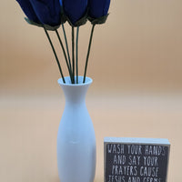 Navy Blue Half Open Roses 6-Pack - The Original Wooden Rose