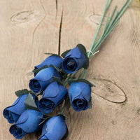 Royal Blue Closed Bud Roses 8-Pack - The Original Wooden Rose