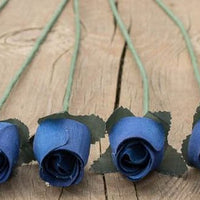 Royal Blue Closed Bud Roses 8-Pack - The Original Wooden Rose