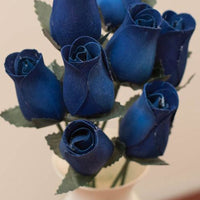 Royal Blue Closed Bud Roses 8-Pack - The Original Wooden Rose