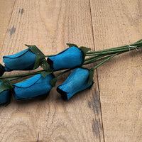 Navy Blue Closed Bud Roses 8-Pack - The Original Wooden Rose