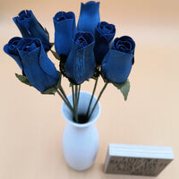 Navy Blue Closed Bud Roses 8-Pack - The Original Wooden Rose
