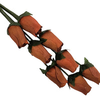 Brown Closed Bud Roses 8-Pack - The Original Wooden Rose