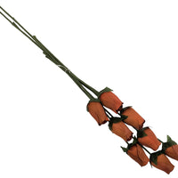 Brown Closed Bud Roses 8-Pack - The Original Wooden Rose