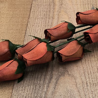 Brown Closed Bud Roses 8-Pack - The Original Wooden Rose