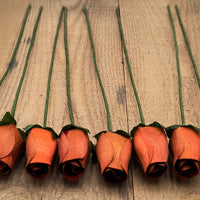 Brown Closed Bud Roses 8-Pack - The Original Wooden Rose