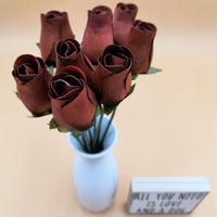 Brown Closed Bud Roses 8-Pack - The Original Wooden Rose