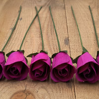 Violet Half Open Roses 6-Pack - The Original Wooden Rose