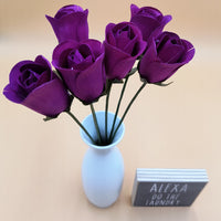 Violet Half Open Roses 6-Pack - The Original Wooden Rose