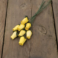 Yellow Closed Bud Roses 8-Pack - The Original Wooden Rose