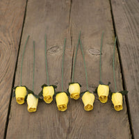 Yellow Closed Bud Roses 8-Pack - The Original Wooden Rose