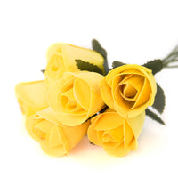 Yellow Half Open Roses 6-Pack - The Original Wooden Rose