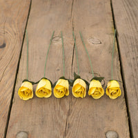 Yellow Half Open Roses 6-Pack - The Original Wooden Rose