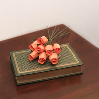 Orange Closed Bud Roses 8-Pack - The Original Wooden Rose