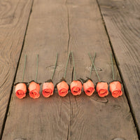 Orange Closed Bud Roses 8-Pack - The Original Wooden Rose