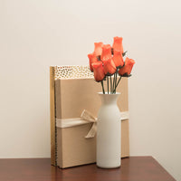 Orange Closed Bud Roses 8-Pack - The Original Wooden Rose