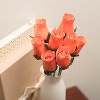 Orange Closed Bud Roses 8-Pack - The Original Wooden Rose