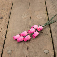 Pink/Hot Pink Closed Bud Roses 8-Pack - The Original Wooden Rose