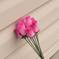 Pink/Hot Pink Closed Bud Roses 8-Pack - The Original Wooden Rose