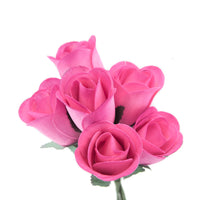 Pink/Hot Pink Half Open Roses 6-Pack - The Original Wooden Rose