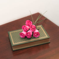 Pink/Hot Pink Half Open Roses 6-Pack - The Original Wooden Rose
