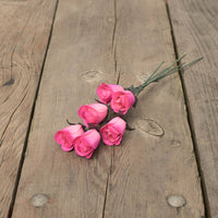 Pink/Hot Pink Half Open Roses 6-Pack - The Original Wooden Rose